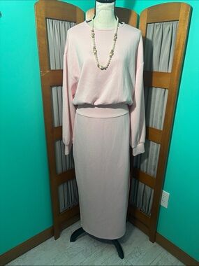 Anthropologie Soft Blush Pink long sleeve Maxi Dress